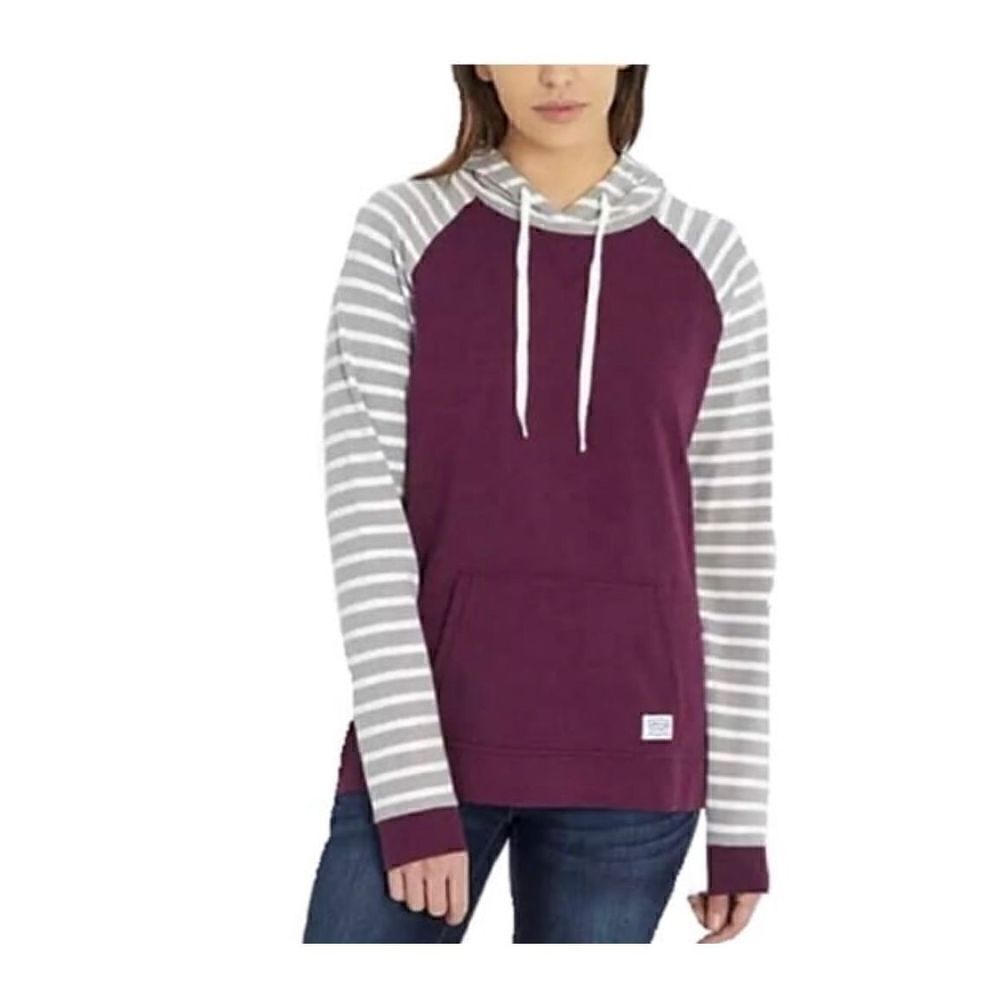 Orvis Purple Gray Striped Cozy Hoodie Medium‎
